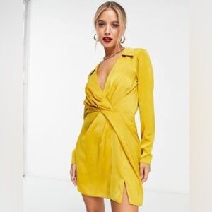 ASOS | Satin Twist Mustard Mini Dress